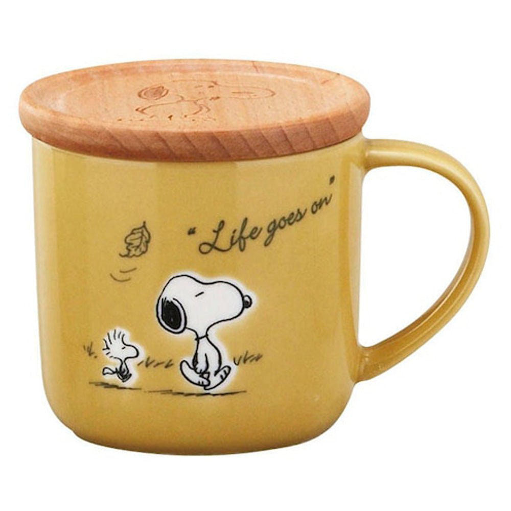 PEANUTS スヌーピー (コミック誕生 75周年 ) - 木製コースター付マグ / イエロー / マグカップ - PGS